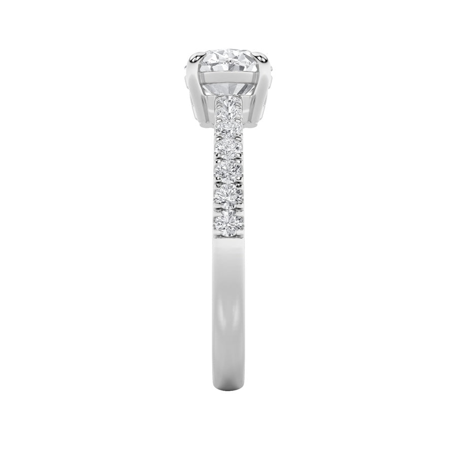 1.5Cttw Oval Shaped Lab Grown Diamond (F/VS) EastWest Accented Ring in 14K Gold