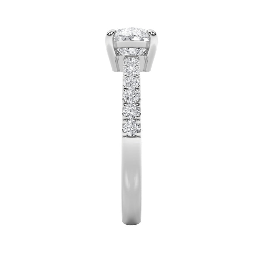 1.5Cttw Pear Shaped Lab Grown Diamond (F/VS) EastWest Accented Ring in 14K Gold