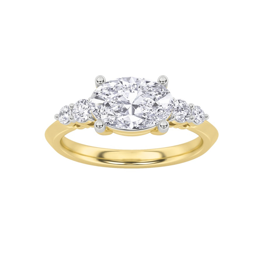 Oval Shape East West Five Stone Ring lab grown diamond