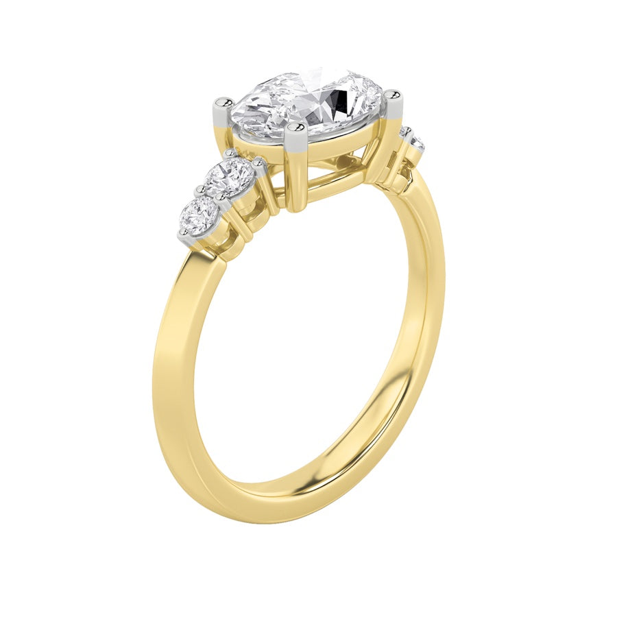 Oval Shape East West Five Stone Ring lab grown diamond