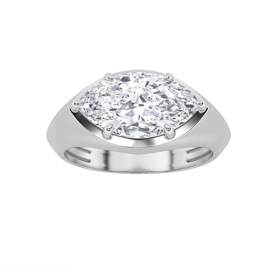 Marquise Shape East West Solitaire Ring lab grown diamond