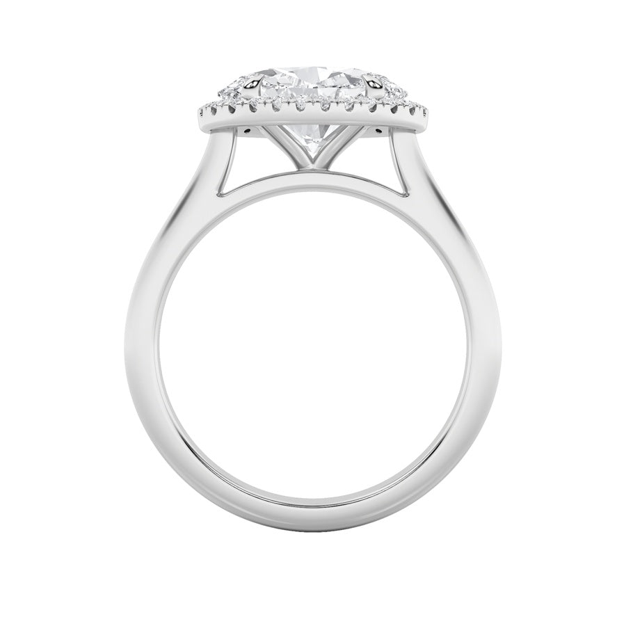 2Cttw Oval Shaped Lab Grown Diamond (F/VS) East West Accented Solitaire Ring in 14K Gold