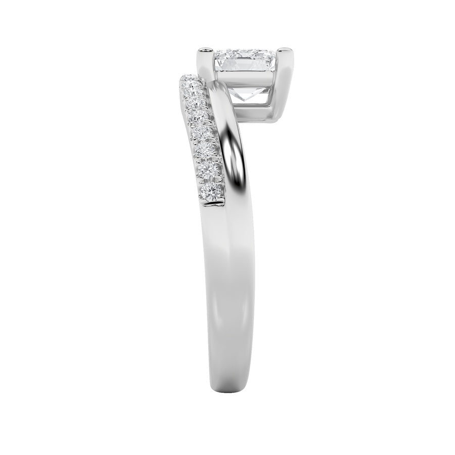 1.5Cttw Emerald Shaped Lab Grown Diamond (F/VS) East West Accented Solitaire Ring in 14K Gold