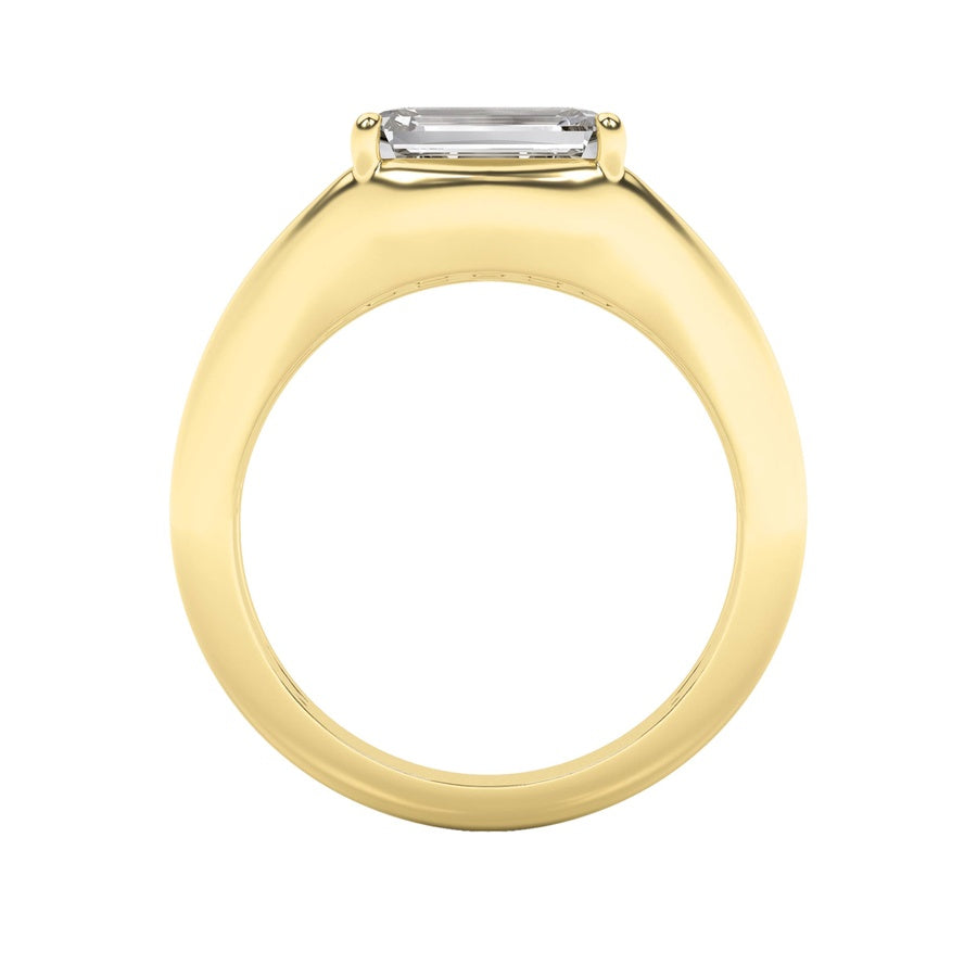 2Cttw Emerald Shaped Lab Grown Diamond (G/VS) EastWest Solitaire Ring in 14K Gold