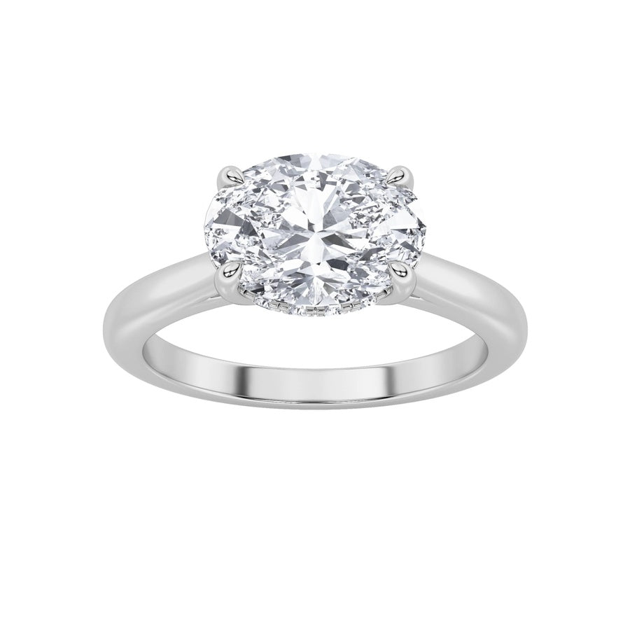 1.5Cttw Oval Shaped Lab Grown Diamond (F/VS) EastWest Solitaire Ring in 14K Gold