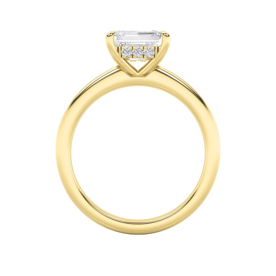 1.5Cttw Emerald Shaped Lab Grown Diamond (F/VS) East West Solitaire Ring in 14K Gold