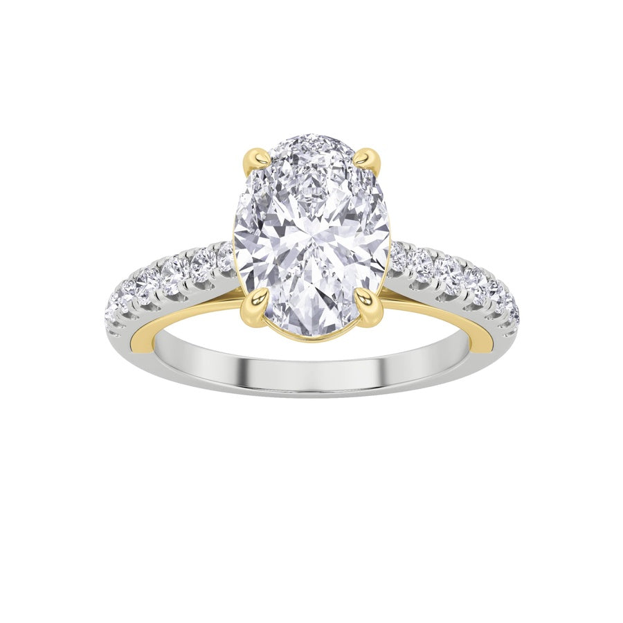 2Cttw Oval Shaped Lab Grown Diamond (F/VS) Solitaire Engagement Ring in 14K Gold