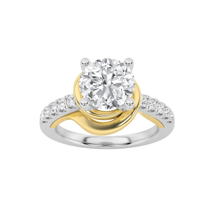 2Cttw Round Shaped Lab Grown Diamond (F/VS) Ringin 14K Gold