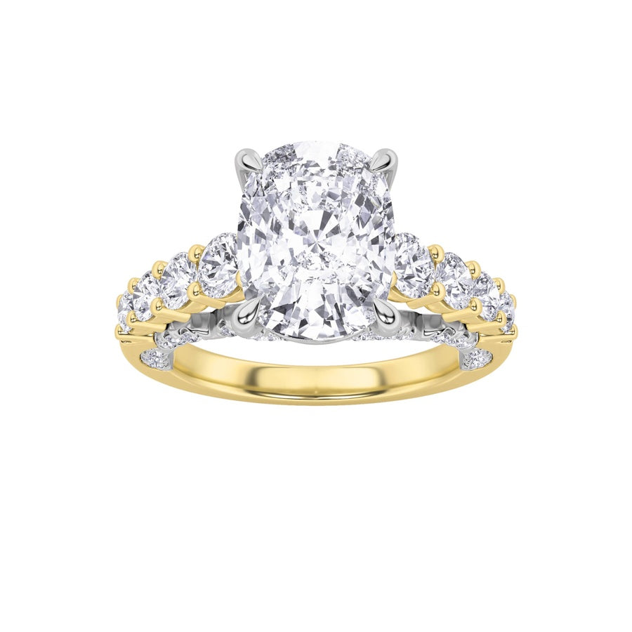 4Cttw Elongated Cushion Shaped Lab Grown Diamond (F/VS) Ring in 14K Gold