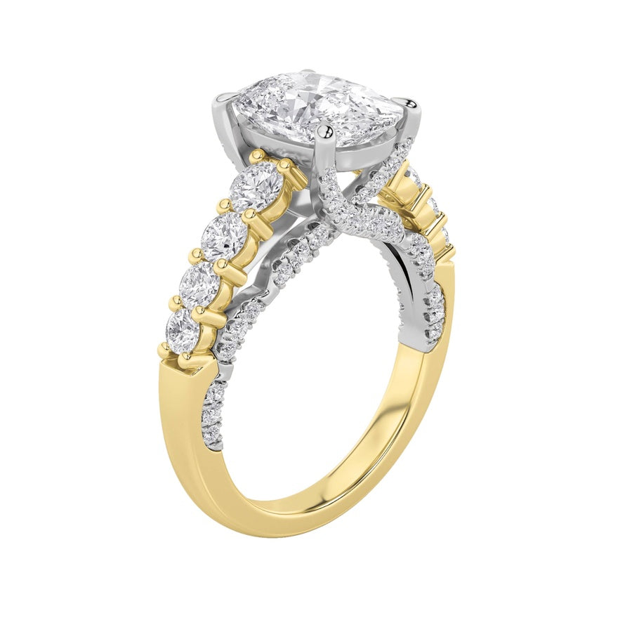 4Cttw Elongated Cushion Shaped Lab Grown Diamond (F/VS) Ring in 14K Gold
