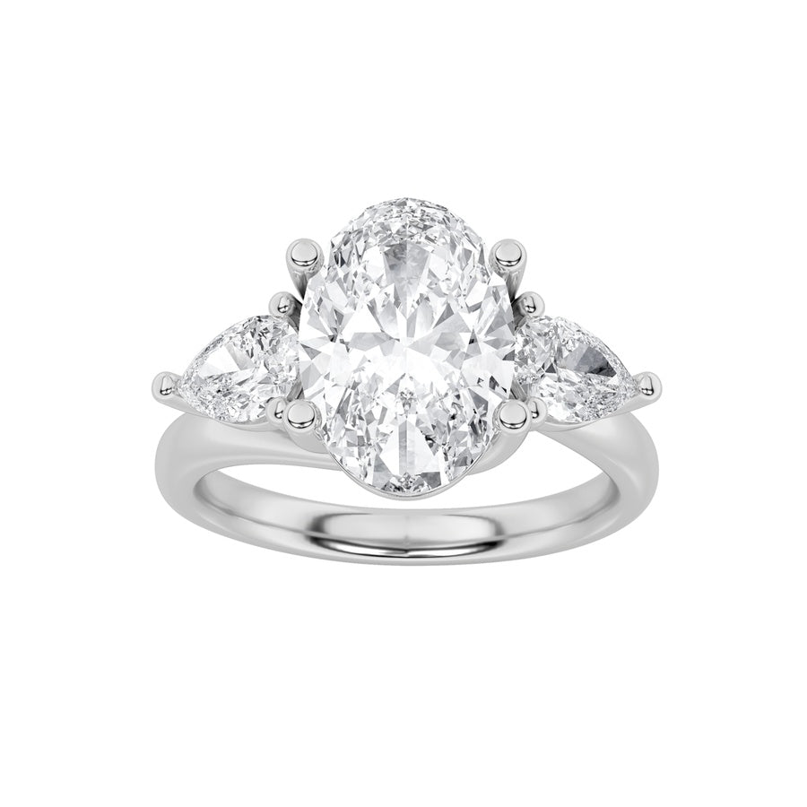 Oval Shape Accented Three Stone Ring lab grown diamond