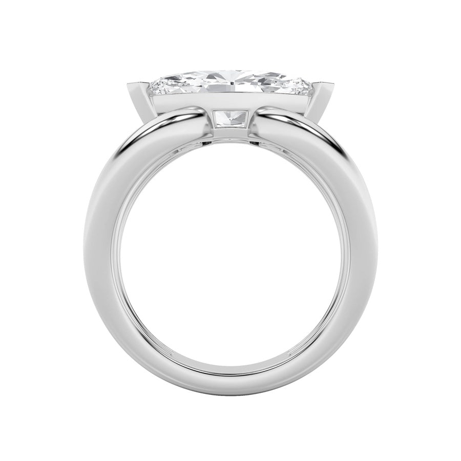 2Cttw Marquise Shaped Lab Grown Diamond (F/VS) East West Solitaire Ring in 14K Gold