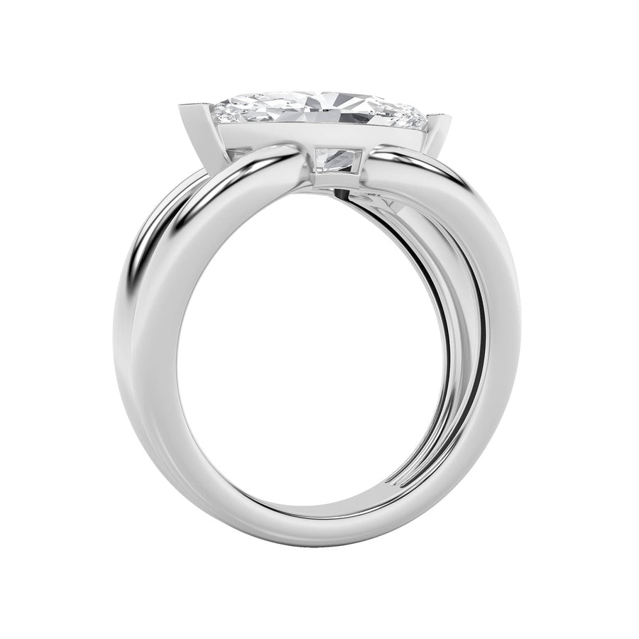 2Cttw Marquise Shaped Lab Grown Diamond (F/VS) East West Solitaire Ring in 14K Gold