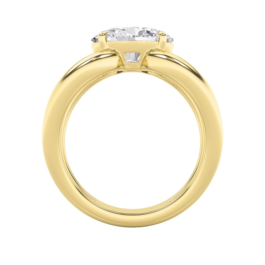 2Cttw Oval Shaped Lab Grown Diamond (F/VS) East West Solitaire Ring in 14K Gold