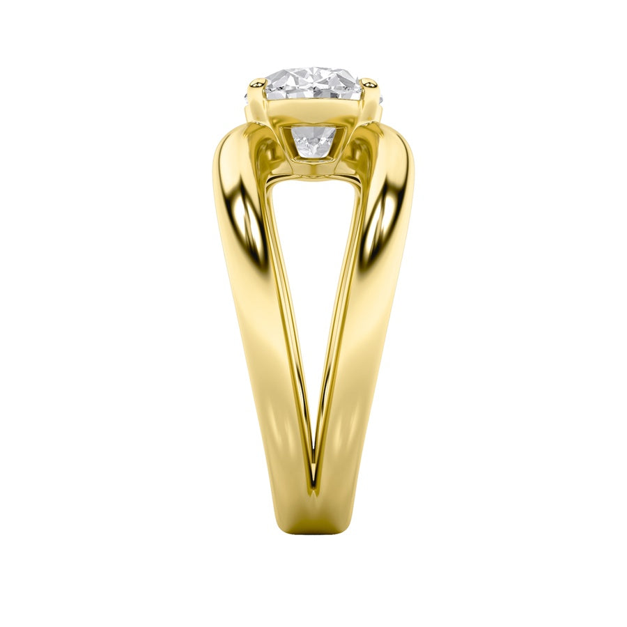 2Cttw Oval Shaped Lab Grown Diamond (F/VS) East West Solitaire Ring in 14K Gold
