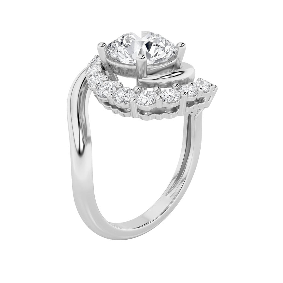 Round Shape Swirl Accented Fashion Ring lab grown diamond
