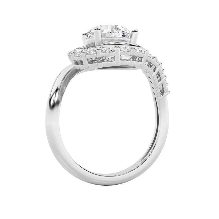 Round Shape Swirl Accented Fashion Ring lab grown diamond