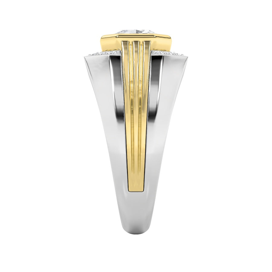3Cttw Asscher Shaped Lab Grown Diamond (F/VS) MensRing in 14K Gold