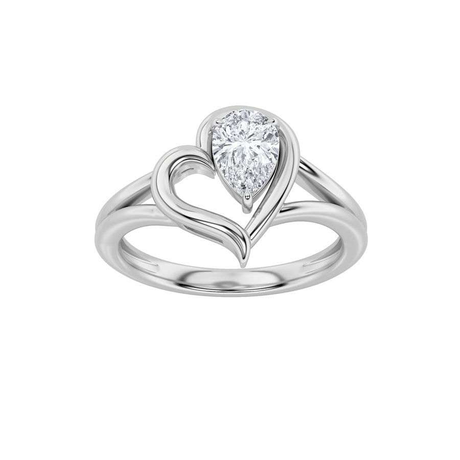 Pear Shape Heart Ring lab grown diamond