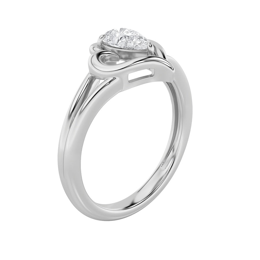 0.5Cttw Pear Shaped Lab Grown Diamond (F/VS) HeartRing in 14K White Gold