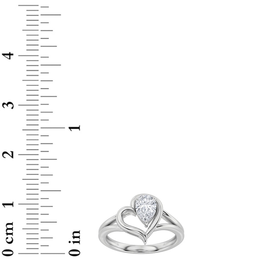 Pear Shape Heart Ring lab grown diamond