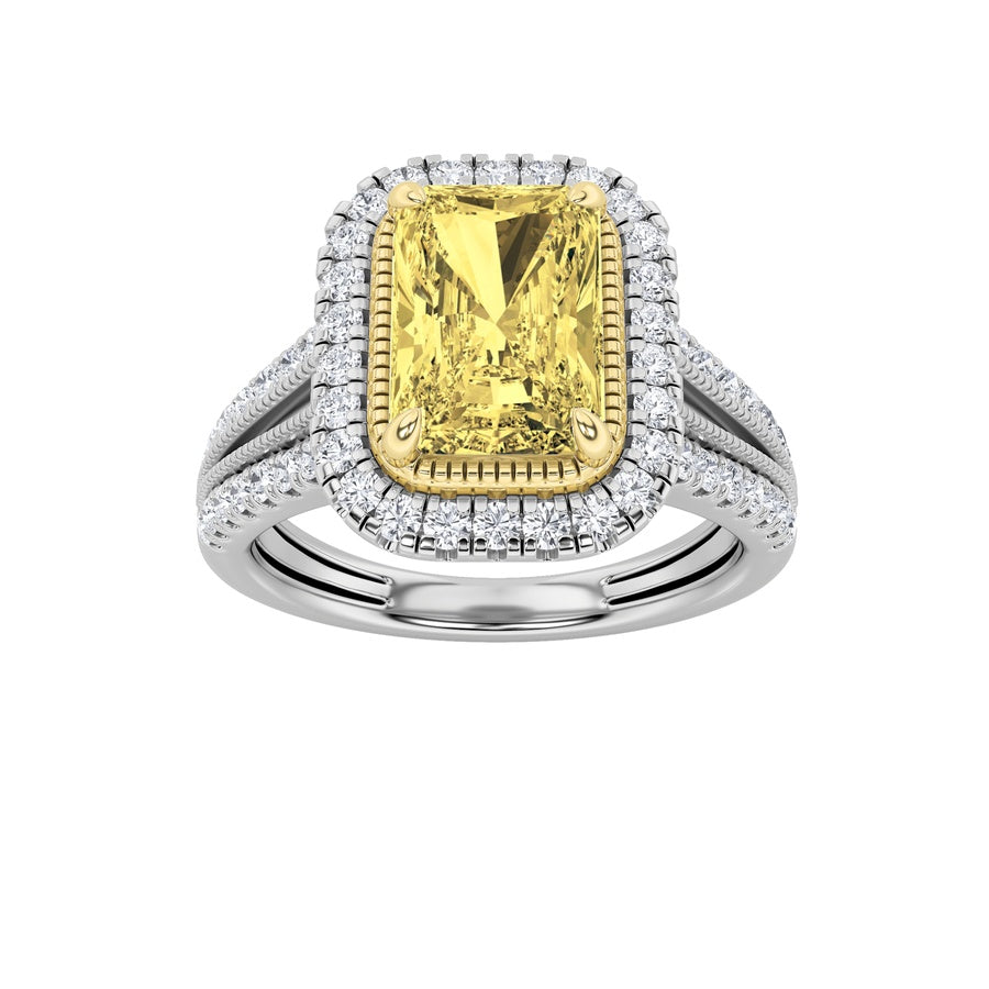 Radiant Shape Split Shank Halo Engagement Ring lab grown diamond