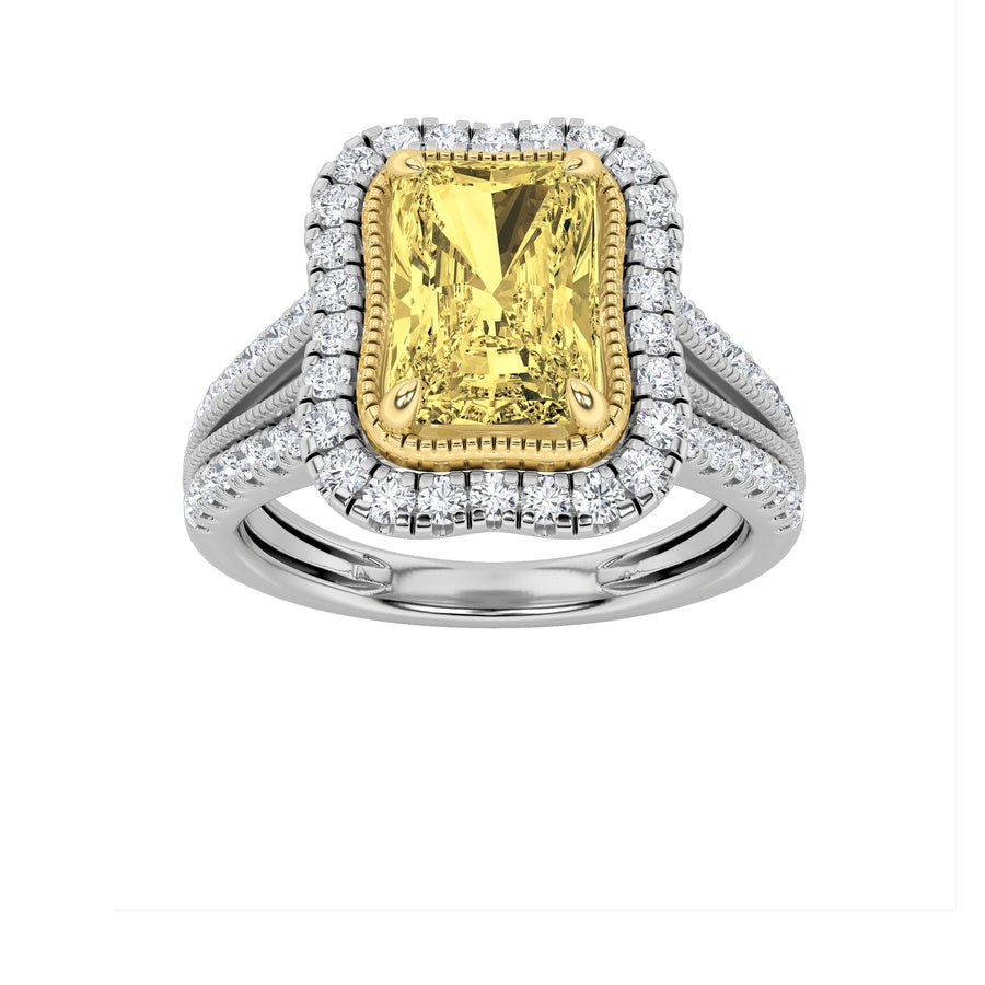 Radiant Shape Split Shank Halo Engagement Ring lab grown diamond