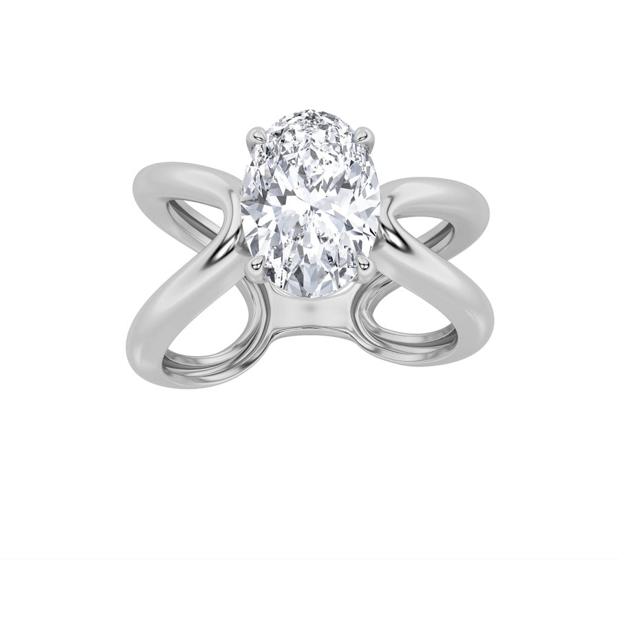 Oval Shape Criss Cross Fancy Solitaire Ring lab grown diamond