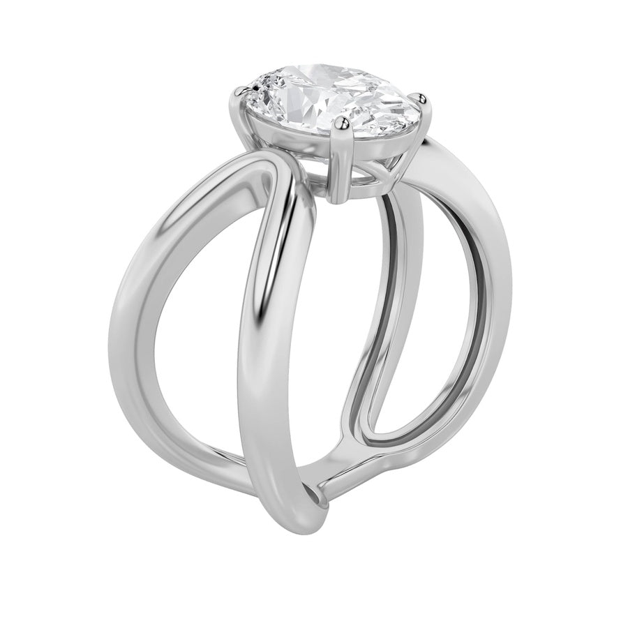 Oval Shape Criss Cross Fancy Solitaire Ring lab grown diamond