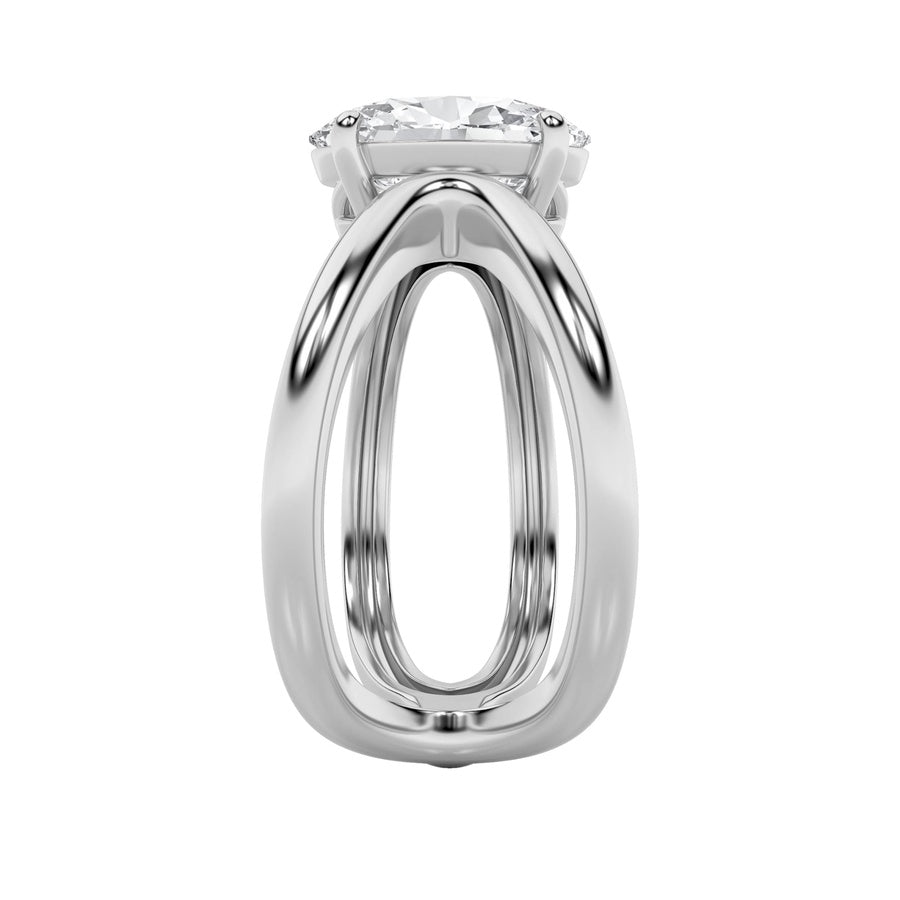 Oval Shape Criss Cross Fancy Solitaire Ring lab grown diamond