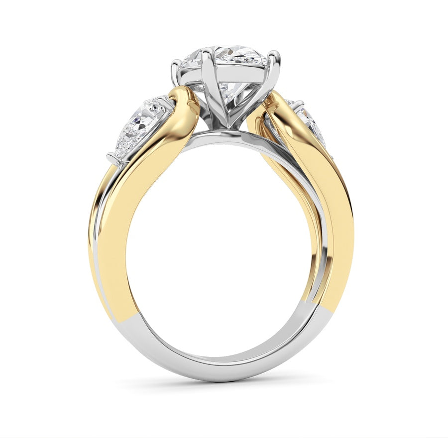 Oval Shape Tri Color Solitaire Engagement Ring lab grown diamond