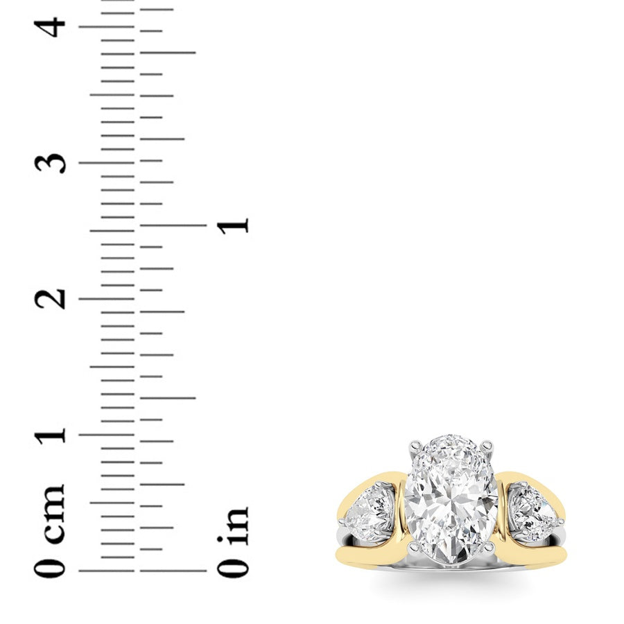 Oval Shape Tri Color Solitaire Engagement Ring lab grown diamond