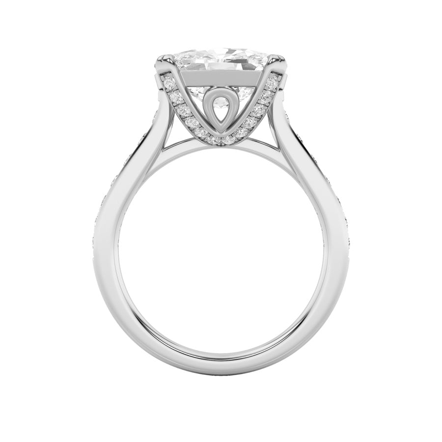 Cushion Shape Bold Accented East West Set Engagement Ring lab grown diamond