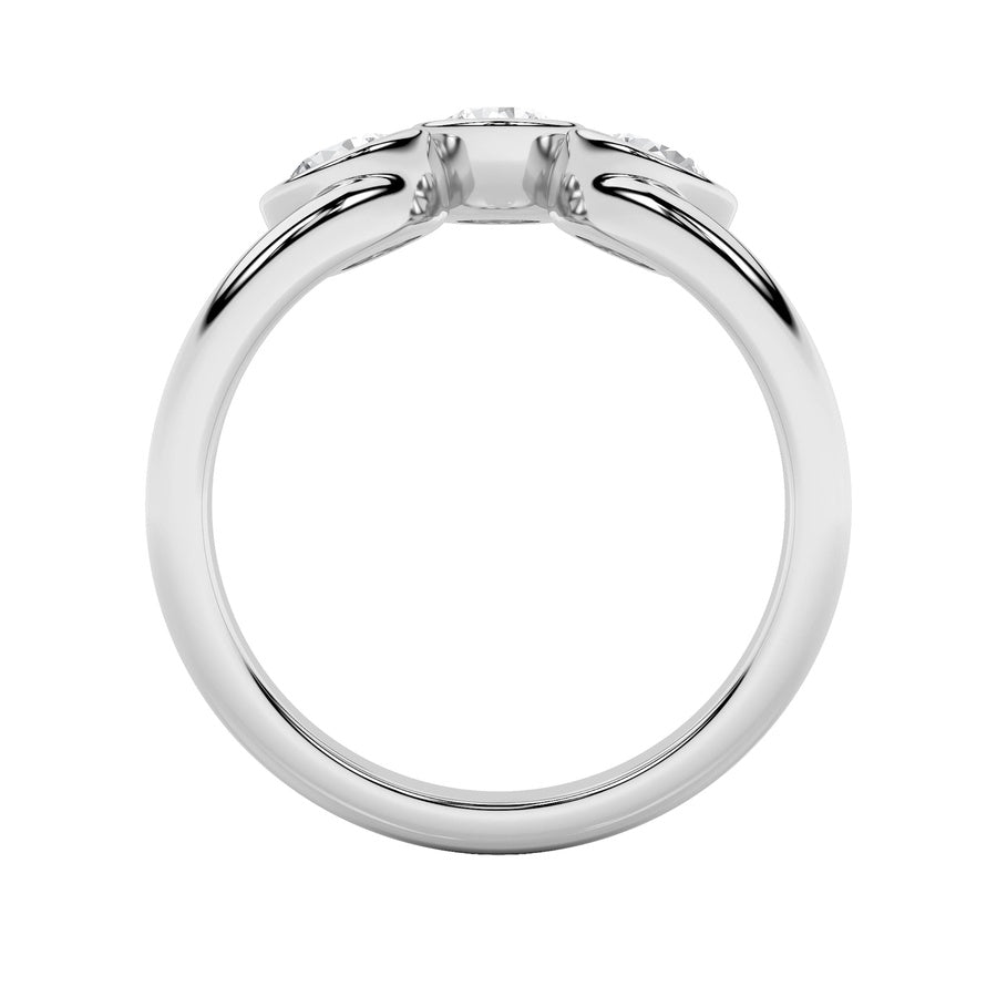 Round Shape Three Stone Ring lab grown diamond