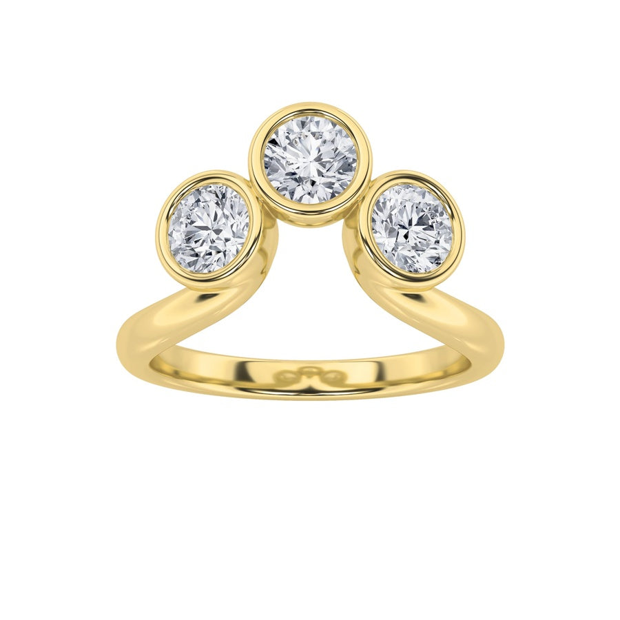 Round Shape Three Stone Ring lab grown diamond