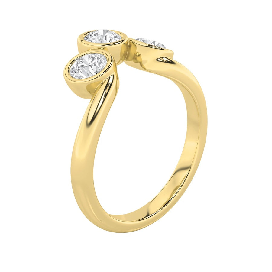 Round Shape Three Stone Ring lab grown diamond
