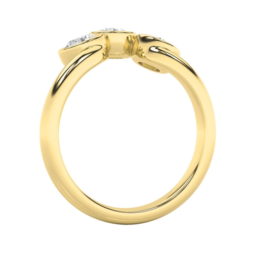 Round Shape Three Stone Ring lab grown diamond