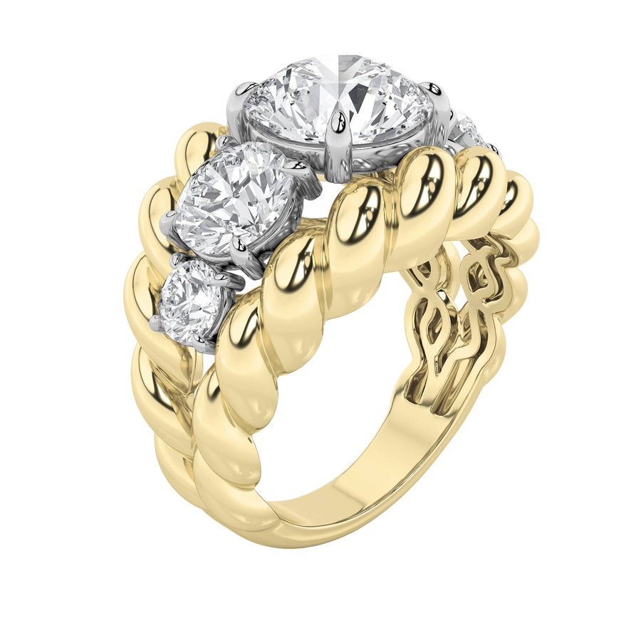 Round Shape Five Stone Ring lab grown diamond