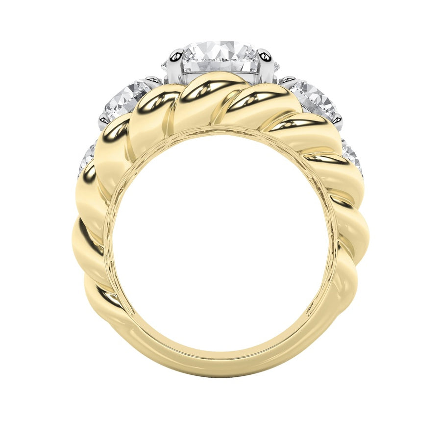 Round Shape Five Stone Ring lab grown diamond