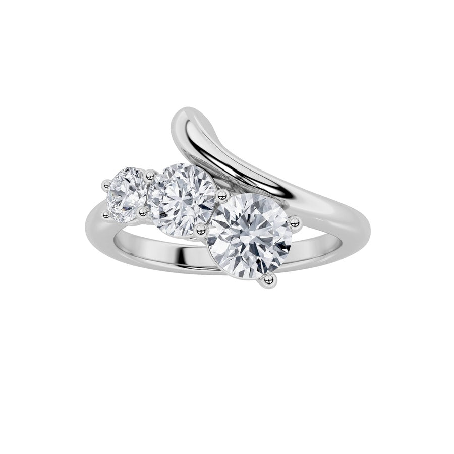 Round Shape Three Stone Ring lab grown diamond