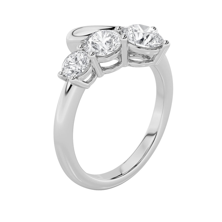 Round Shape Three Stone Ring lab grown diamond