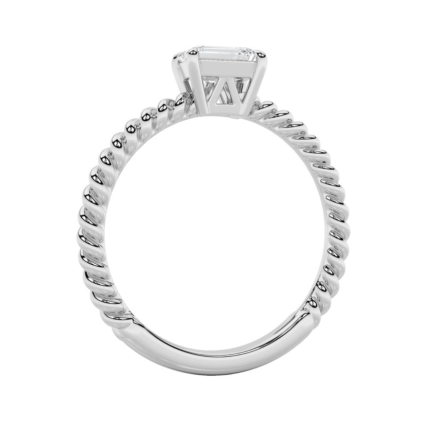 Emerald Shape Petite Solitaire Engagement Ring lab grown diamond