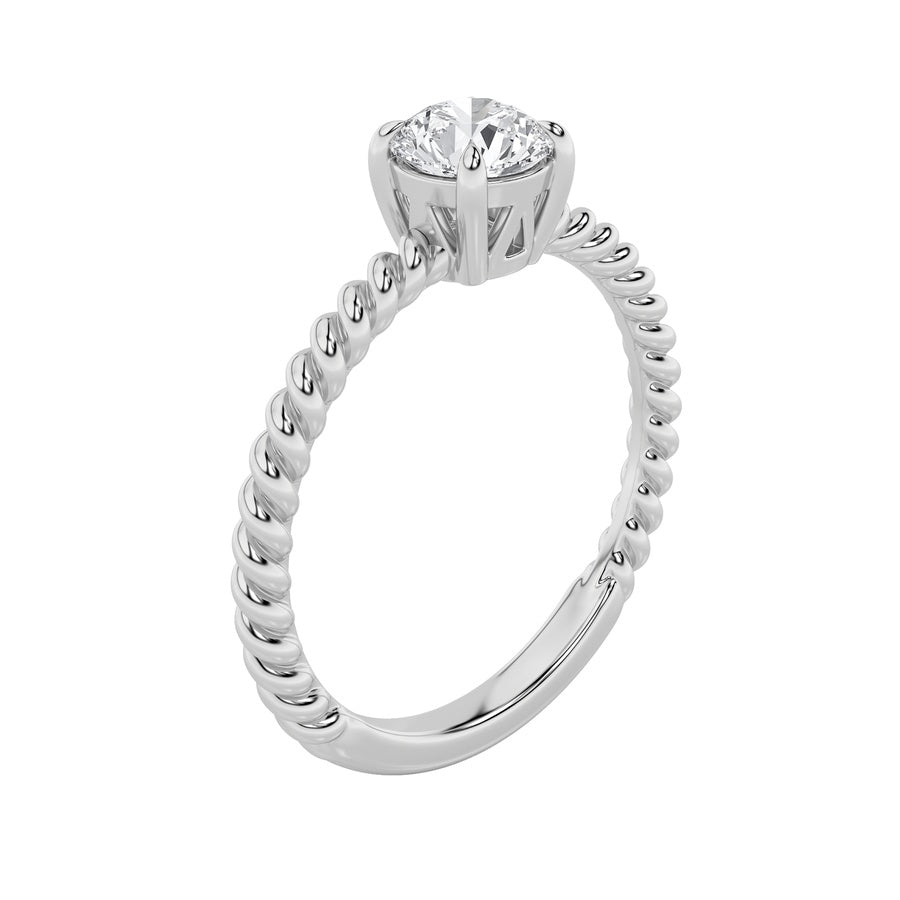 0.5Cttw Round Shaped Lab Grown Diamond (F/VS) Solitaire Engagement Ring in 14K Gold