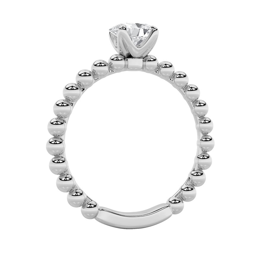 0.5Cttw Oval Shaped Lab Grown Diamond (F/VS) Petite Solitaire Engagement Ring in 14K Gold