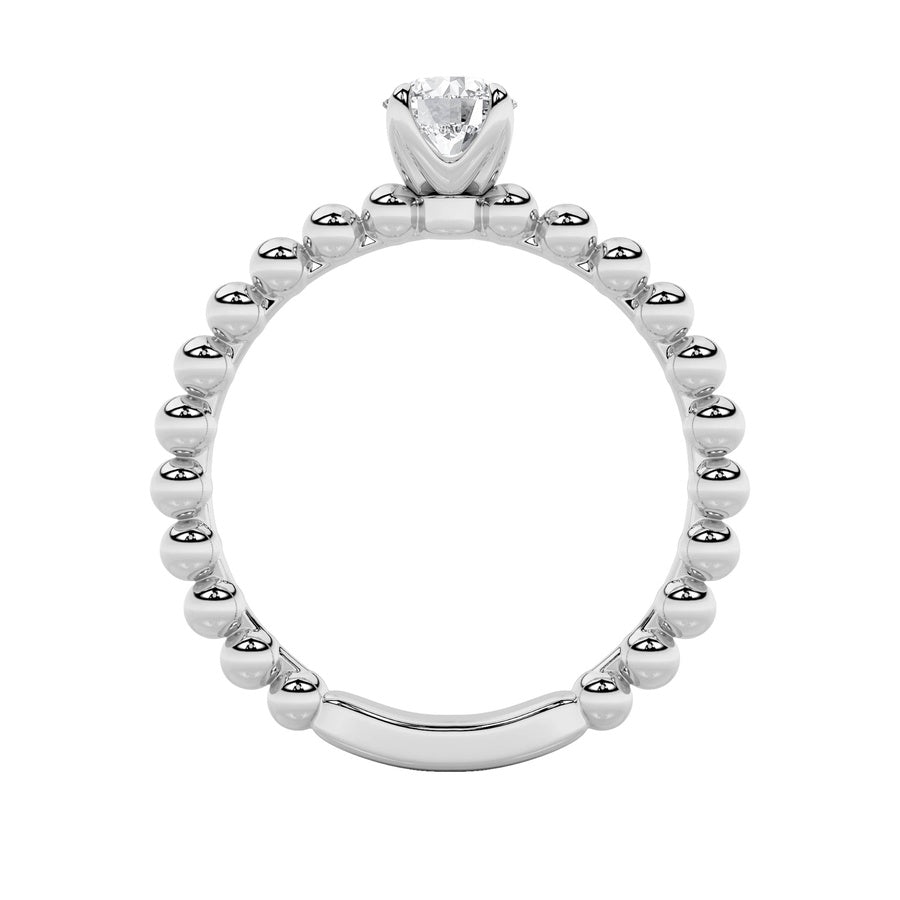0.5Cttw Round Shaped Lab Grown Diamond (F/VS) Petite Solitaire Engagement Ring in 14K Gold
