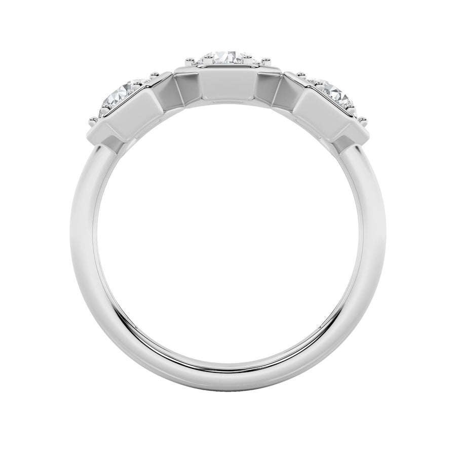 1Cttw Round Shaped Lab Grown Diamond (F/VS) ThreeStone Ring in 14K Gold