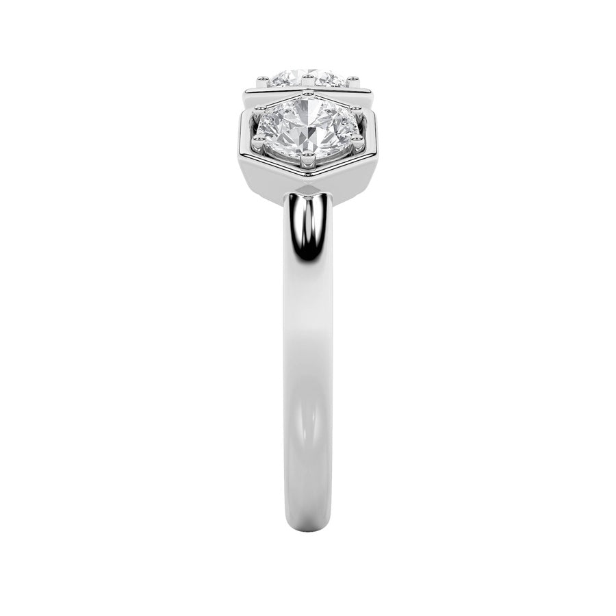 Round Shape Three Stone Ring lab grown diamond