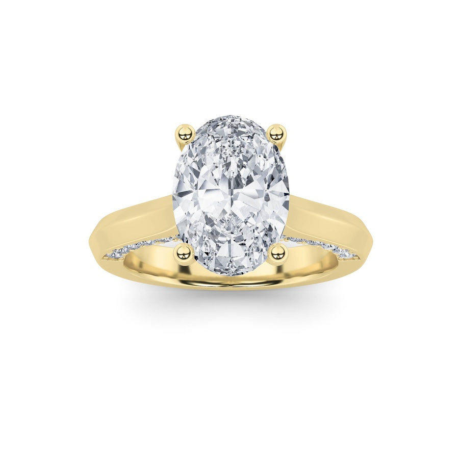3Cttw Oval Shaped Lab Grown Diamond (G/VS) Accented Solitaire Engagement Ring in 14K Gold