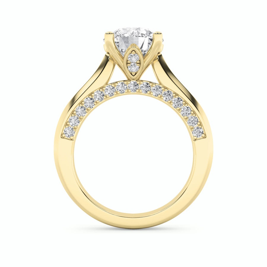 3Cttw Round Shaped Lab Grown Diamond (G/VS) Accented Solitaire Engagement Ring in 14K Gold