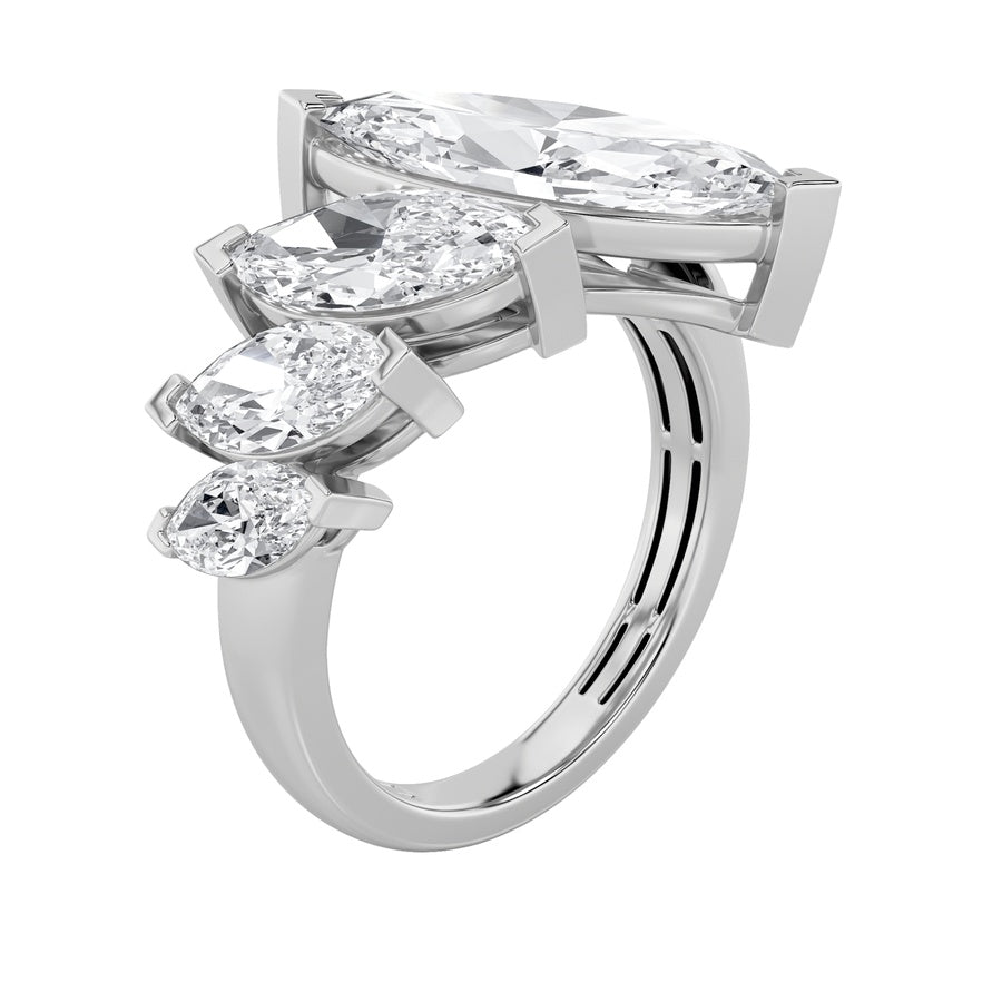 2.5Cttw Marquise Shaped Lab Grown Diamond (G/VS) Four Stone Fashion Ring in 14K Gold